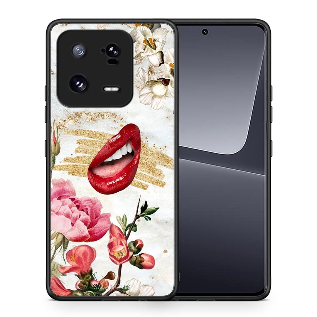 Θήκη Xiaomi 13 Pro Red Lips από τη Smartfits με σχέδιο στο πίσω μέρος και μαύρο περίβλημα | Xiaomi 13 Pro Red Lips Case with Colorful Back and Black Bezels