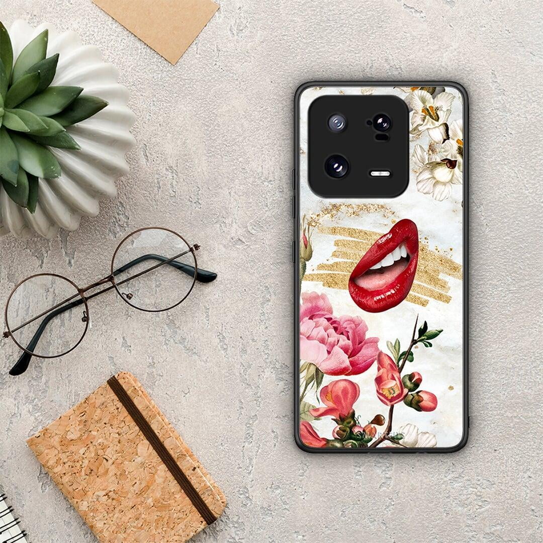 Θήκη Xiaomi 13 Red Lips από τη Smartfits με σχέδιο στο πίσω μέρος και μαύρο περίβλημα | Xiaomi 13 Red Lips Case with Colorful Back and Black Bezels