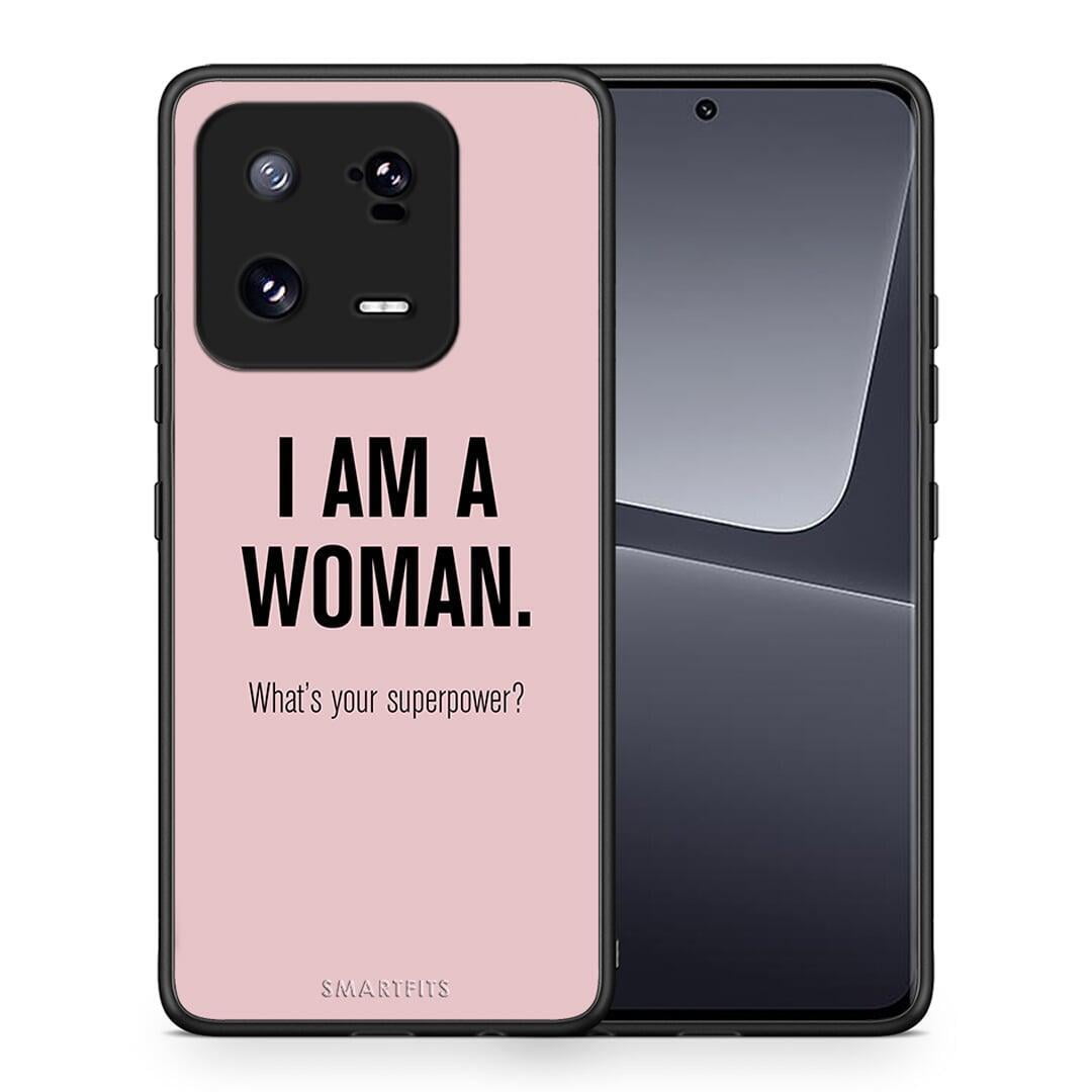 Θήκη Xiaomi 13 Pro Superpower Woman από τη Smartfits με σχέδιο στο πίσω μέρος και μαύρο περίβλημα | Xiaomi 13 Pro Superpower Woman Case with Colorful Back and Black Bezels