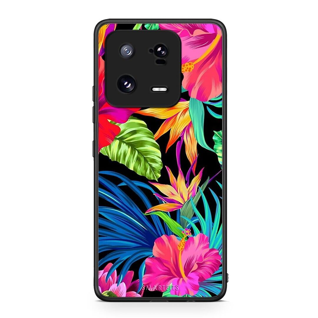 Θήκη Xiaomi 13 Pro Tropical Flowers από τη Smartfits με σχέδιο στο πίσω μέρος και μαύρο περίβλημα | Xiaomi 13 Pro Tropical Flowers Case with Colorful Back and Black Bezels