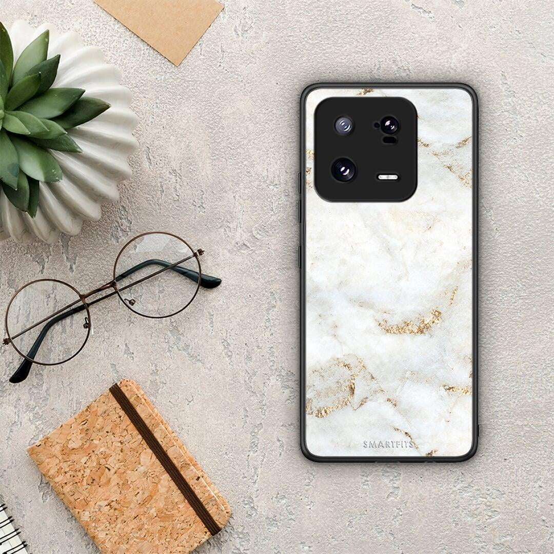 Θήκη Xiaomi 13 Pro White Gold Marble από τη Smartfits με σχέδιο στο πίσω μέρος και μαύρο περίβλημα | Xiaomi 13 Pro White Gold Marble Case with Colorful Back and Black Bezels