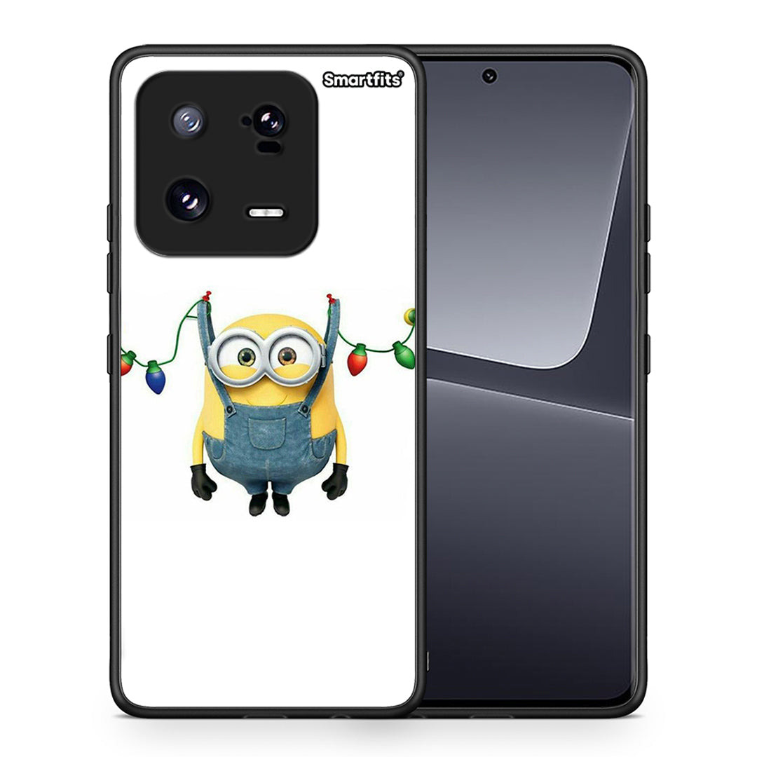 Θήκη Xiaomi 13 Pro Xmas Minion Lights από τη Smartfits με σχέδιο στο πίσω μέρος και μαύρο περίβλημα | Xiaomi 13 Pro Xmas Minion Lights Case with Colorful Back and Black Bezels