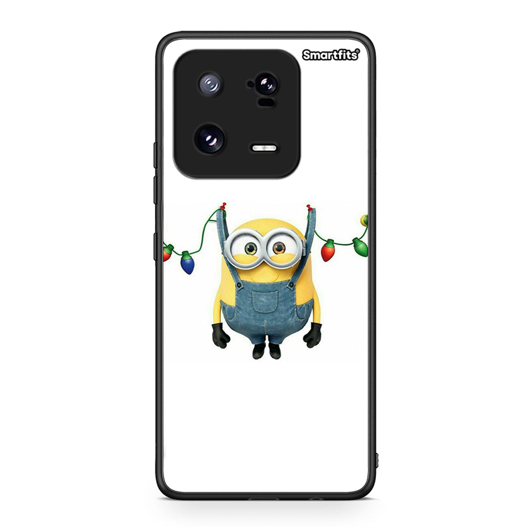 Θήκη Xiaomi 13 Xmas Minion Lights από τη Smartfits με σχέδιο στο πίσω μέρος και μαύρο περίβλημα | Xiaomi 13 Xmas Minion Lights Case with Colorful Back and Black Bezels