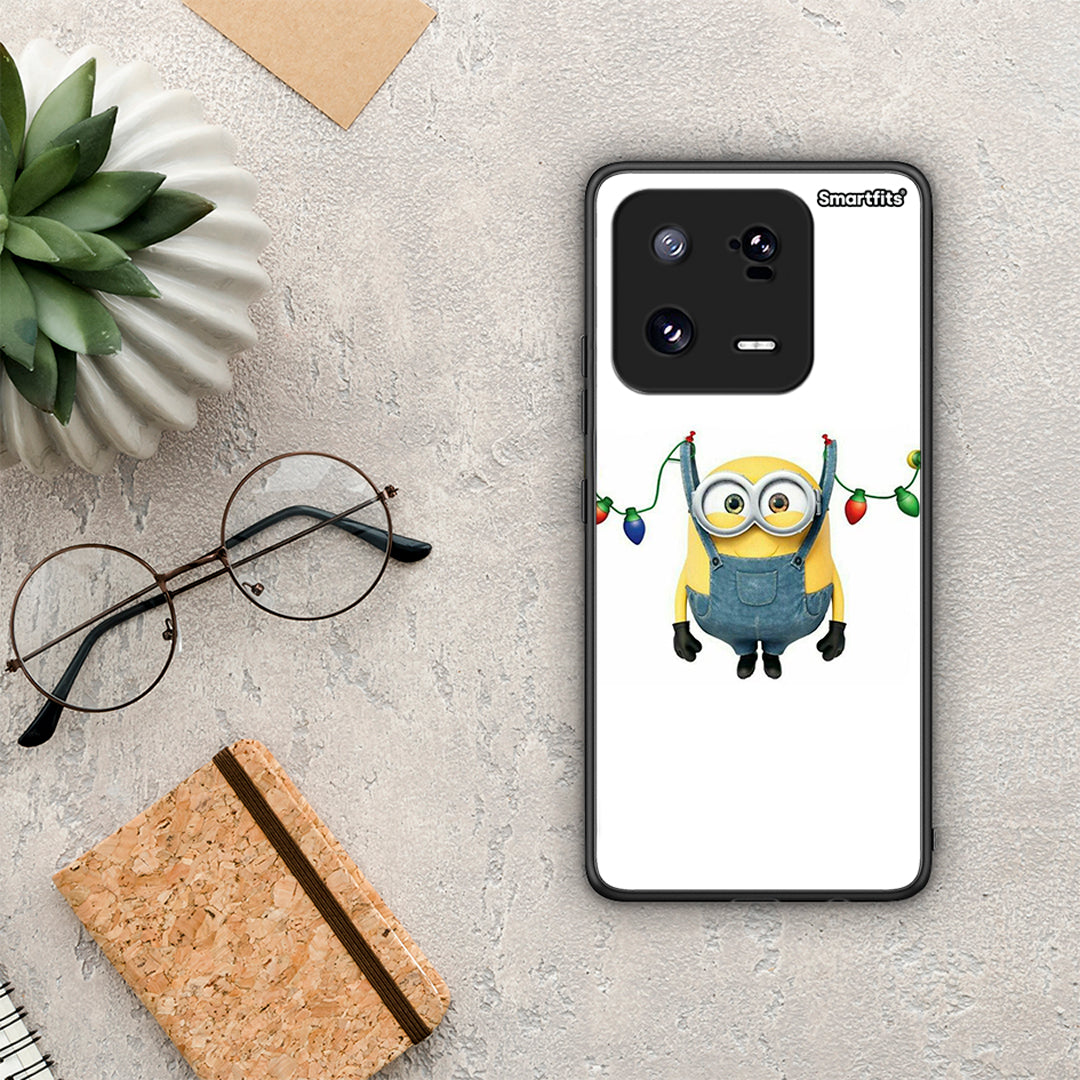 Θήκη Xiaomi 13 Pro Xmas Minion Lights από τη Smartfits με σχέδιο στο πίσω μέρος και μαύρο περίβλημα | Xiaomi 13 Pro Xmas Minion Lights Case with Colorful Back and Black Bezels