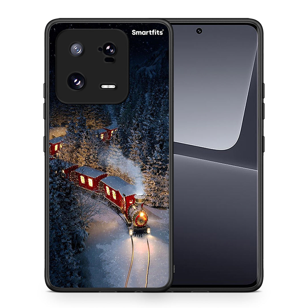 Θήκη Xiaomi 13 Pro Xmas Train από τη Smartfits με σχέδιο στο πίσω μέρος και μαύρο περίβλημα | Xiaomi 13 Pro Xmas Train Case with Colorful Back and Black Bezels