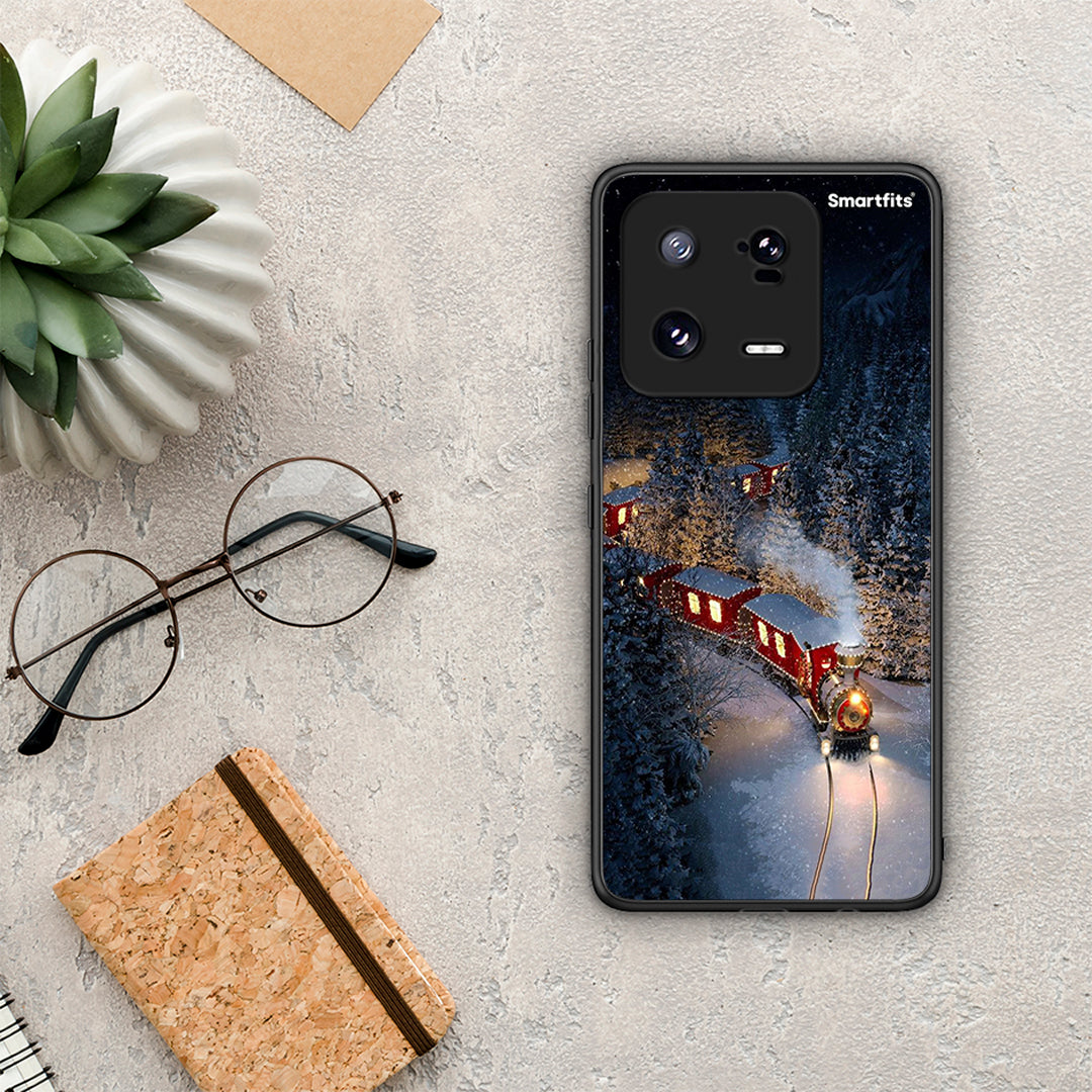 Θήκη Xiaomi 13 Pro Xmas Train από τη Smartfits με σχέδιο στο πίσω μέρος και μαύρο περίβλημα | Xiaomi 13 Pro Xmas Train Case with Colorful Back and Black Bezels