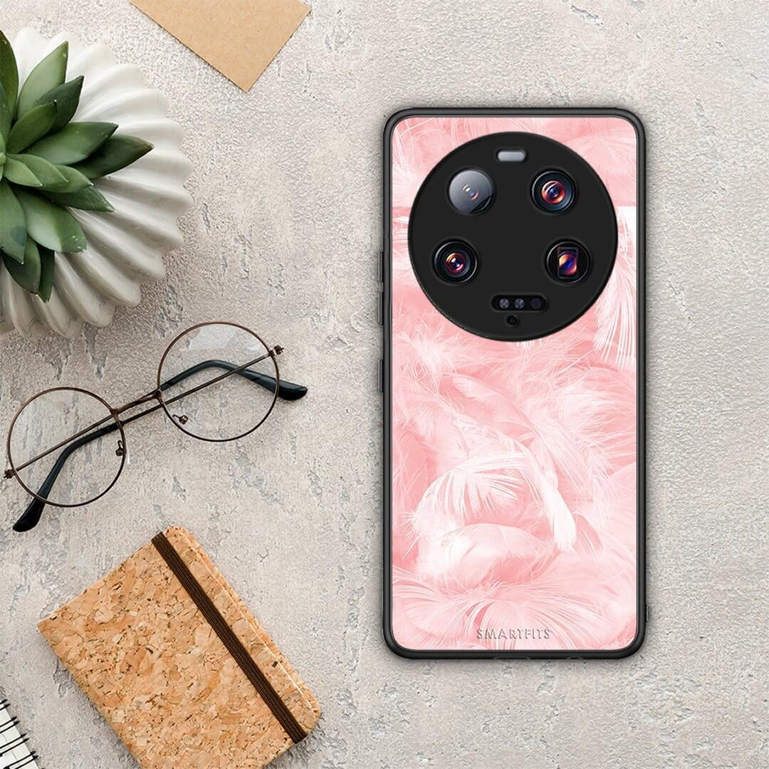 Θήκη Xiaomi 13 Ultra Boho Pink Feather από τη Smartfits με σχέδιο στο πίσω μέρος και μαύρο περίβλημα | Xiaomi 13 Ultra Boho Pink Feather Case with Colorful Back and Black Bezels