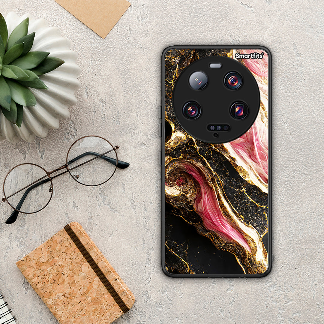 Θήκη Xiaomi 13 Ultra Glamorous Pink Marble από τη Smartfits με σχέδιο στο πίσω μέρος και μαύρο περίβλημα | Xiaomi 13 Ultra Glamorous Pink Marble Case with Colorful Back and Black Bezels