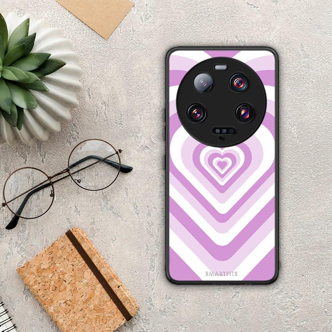 Θήκη Xiaomi 13 Ultra Lilac Hearts από τη Smartfits με σχέδιο στο πίσω μέρος και μαύρο περίβλημα | Xiaomi 13 Ultra Lilac Hearts Case with Colorful Back and Black Bezels