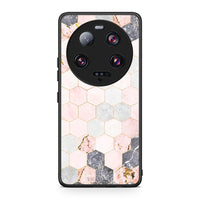 Thumbnail for Θήκη Xiaomi 13 Ultra Marble Hexagon Pink από τη Smartfits με σχέδιο στο πίσω μέρος και μαύρο περίβλημα | Xiaomi 13 Ultra Marble Hexagon Pink Case with Colorful Back and Black Bezels