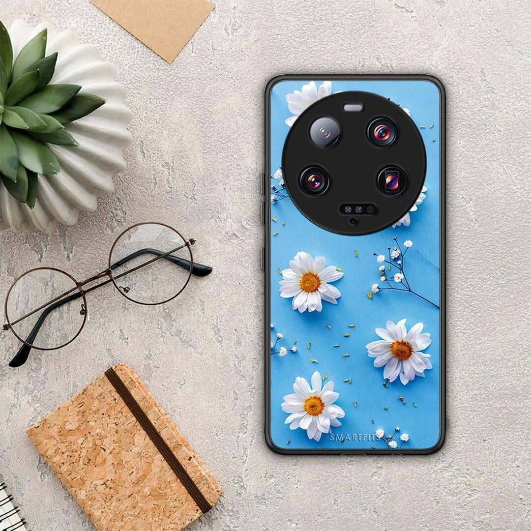 Θήκη Xiaomi 13 Ultra Real Daisies από τη Smartfits με σχέδιο στο πίσω μέρος και μαύρο περίβλημα | Xiaomi 13 Ultra Real Daisies Case with Colorful Back and Black Bezels