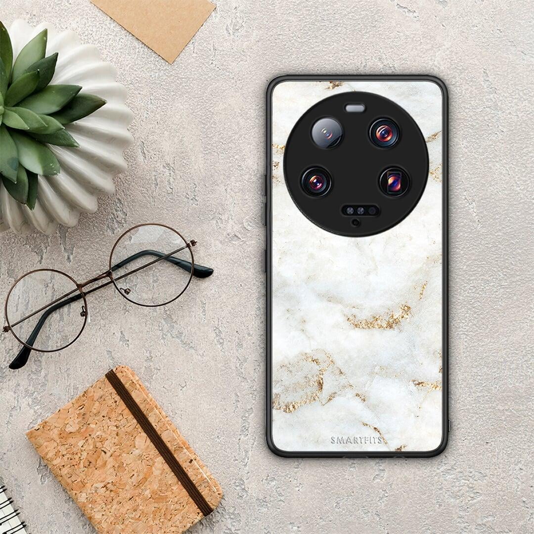 Θήκη Xiaomi 13 Ultra White Gold Marble από τη Smartfits με σχέδιο στο πίσω μέρος και μαύρο περίβλημα | Xiaomi 13 Ultra White Gold Marble Case with Colorful Back and Black Bezels