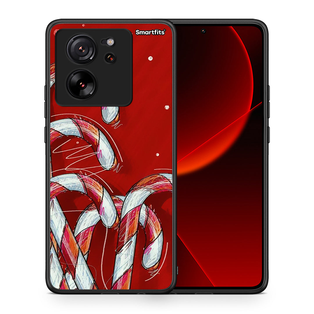 Θήκη Xiaomi 13T Candy Cane από τη Smartfits με σχέδιο στο πίσω μέρος και μαύρο περίβλημα | Xiaomi 13T Candy Cane case with colorful back and black bezels