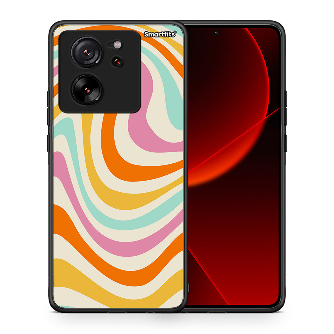 Θήκη Xiaomi 13T Colourful Waves από τη Smartfits με σχέδιο στο πίσω μέρος και μαύρο περίβλημα | Xiaomi 13T Colourful Waves case with colorful back and black bezels