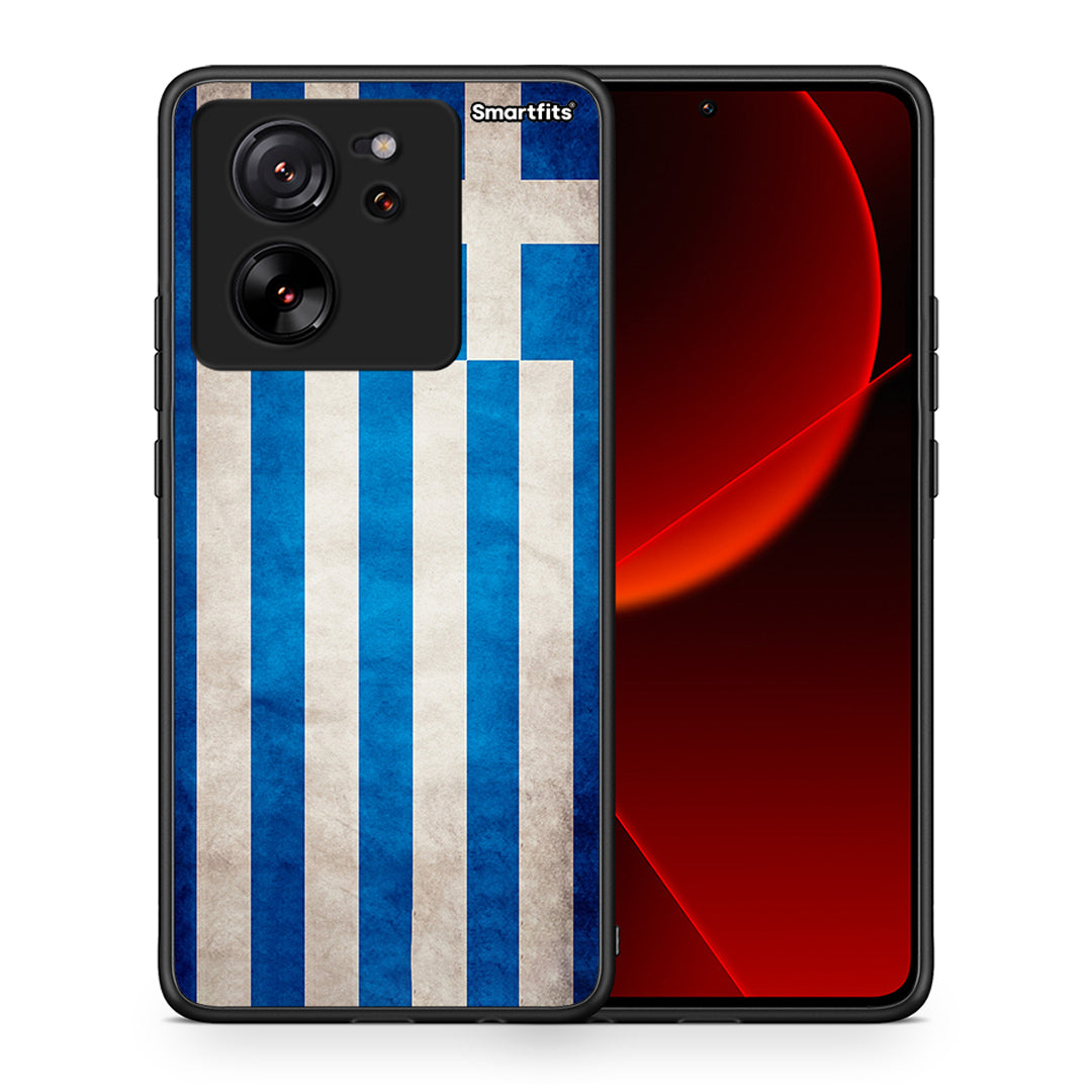 Θήκη Xiaomi 13T Greek Flag από τη Smartfits με σχέδιο στο πίσω μέρος και μαύρο περίβλημα | Xiaomi 13T Greek Flag case with colorful back and black bezels