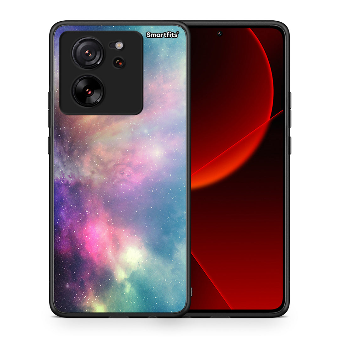 Θήκη Xiaomi 13T Rainbow Galaxy από τη Smartfits με σχέδιο στο πίσω μέρος και μαύρο περίβλημα | Xiaomi 13T Rainbow Galaxy case with colorful back and black bezels