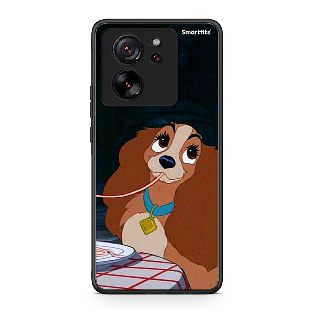 Xiaomi 13T Lady And Tramp 2 Θήκη Αγίου Βαλεντίνου από τη Smartfits με σχέδιο στο πίσω μέρος και μαύρο περίβλημα | Smartphone case with colorful back and black bezels by Smartfits