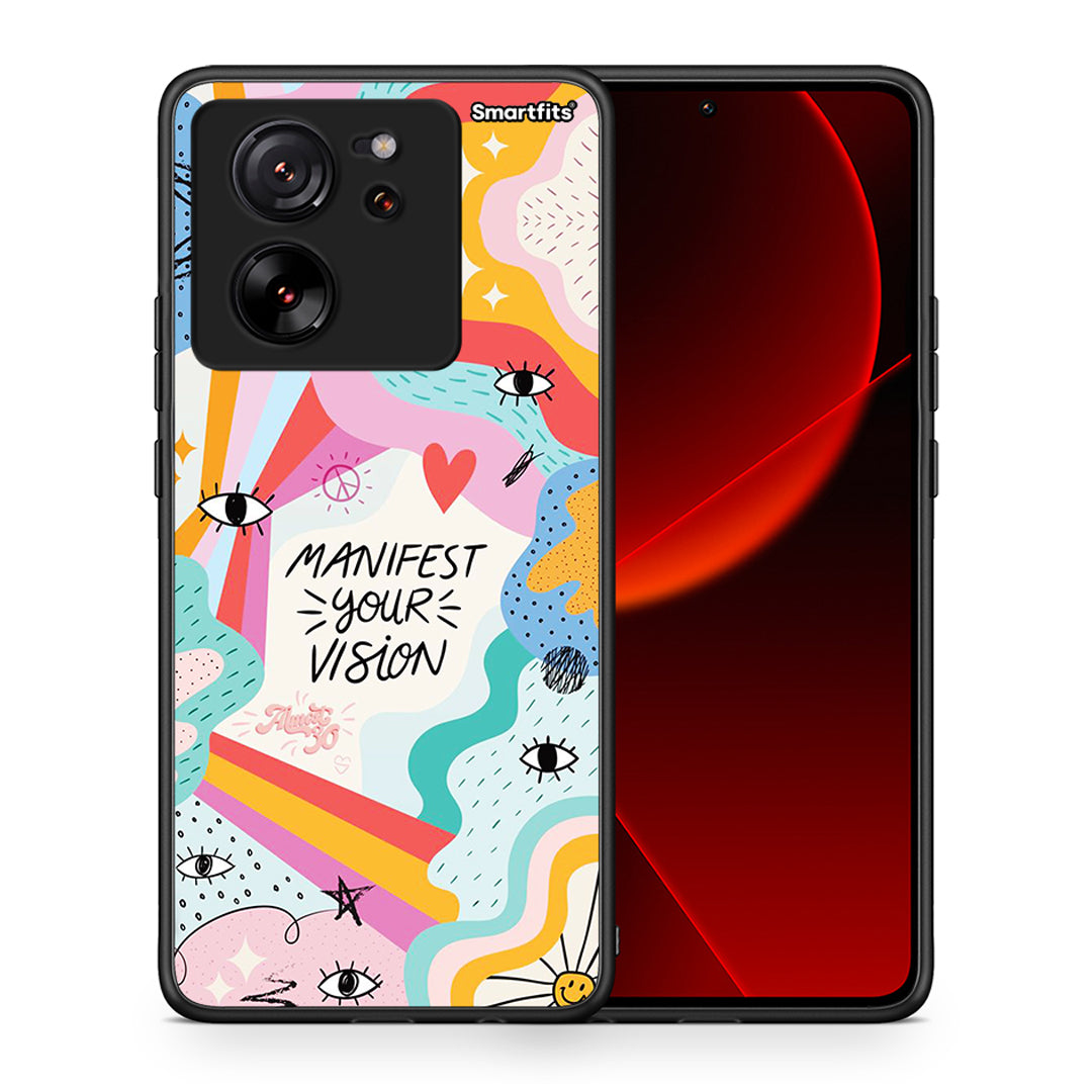 Θήκη Xiaomi 13T Manifest Your Vision από τη Smartfits με σχέδιο στο πίσω μέρος και μαύρο περίβλημα | Xiaomi 13T Manifest Your Vision case with colorful back and black bezels