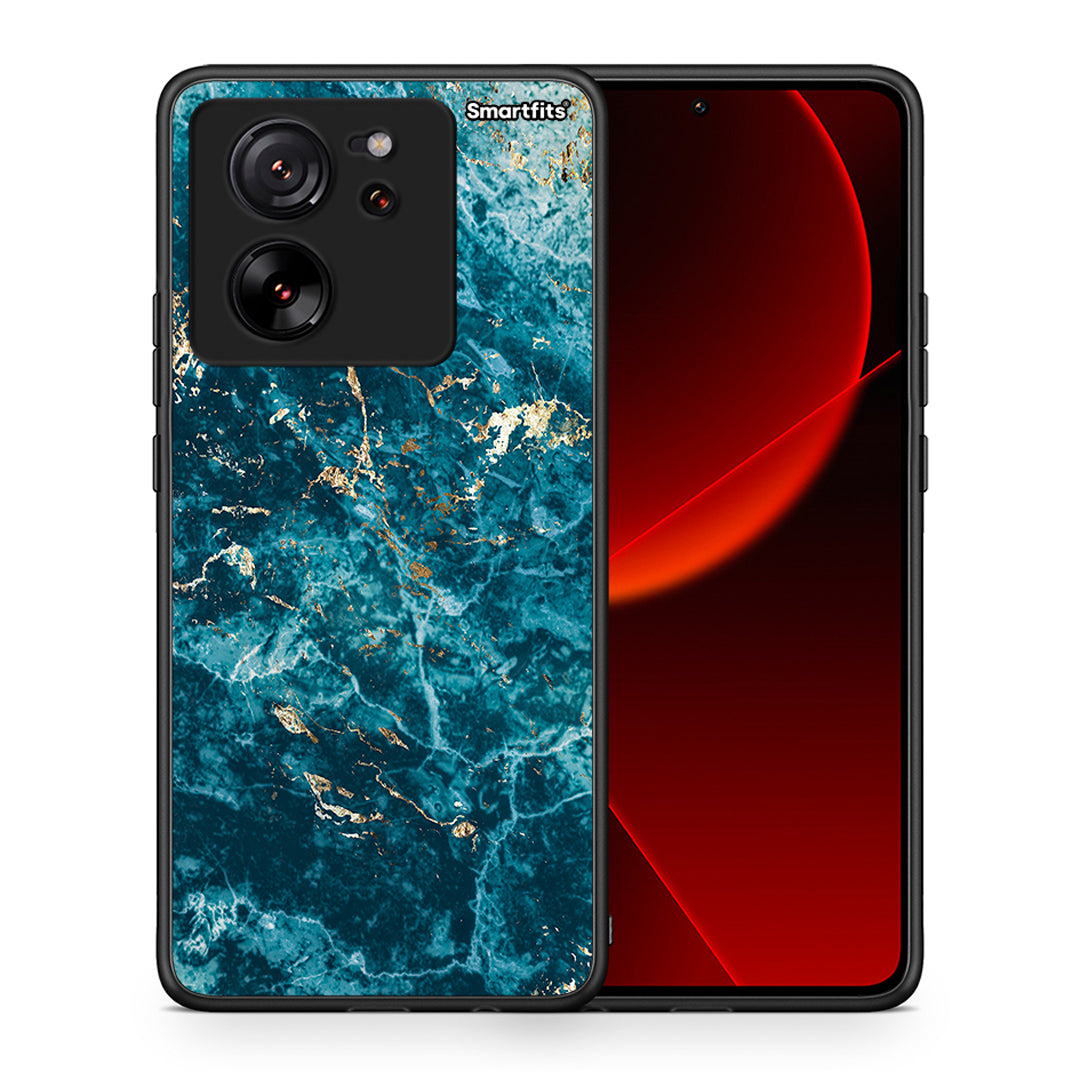 Θήκη Xiaomi 13T Marble Blue από τη Smartfits με σχέδιο στο πίσω μέρος και μαύρο περίβλημα | Xiaomi 13T Marble Blue case with colorful back and black bezels