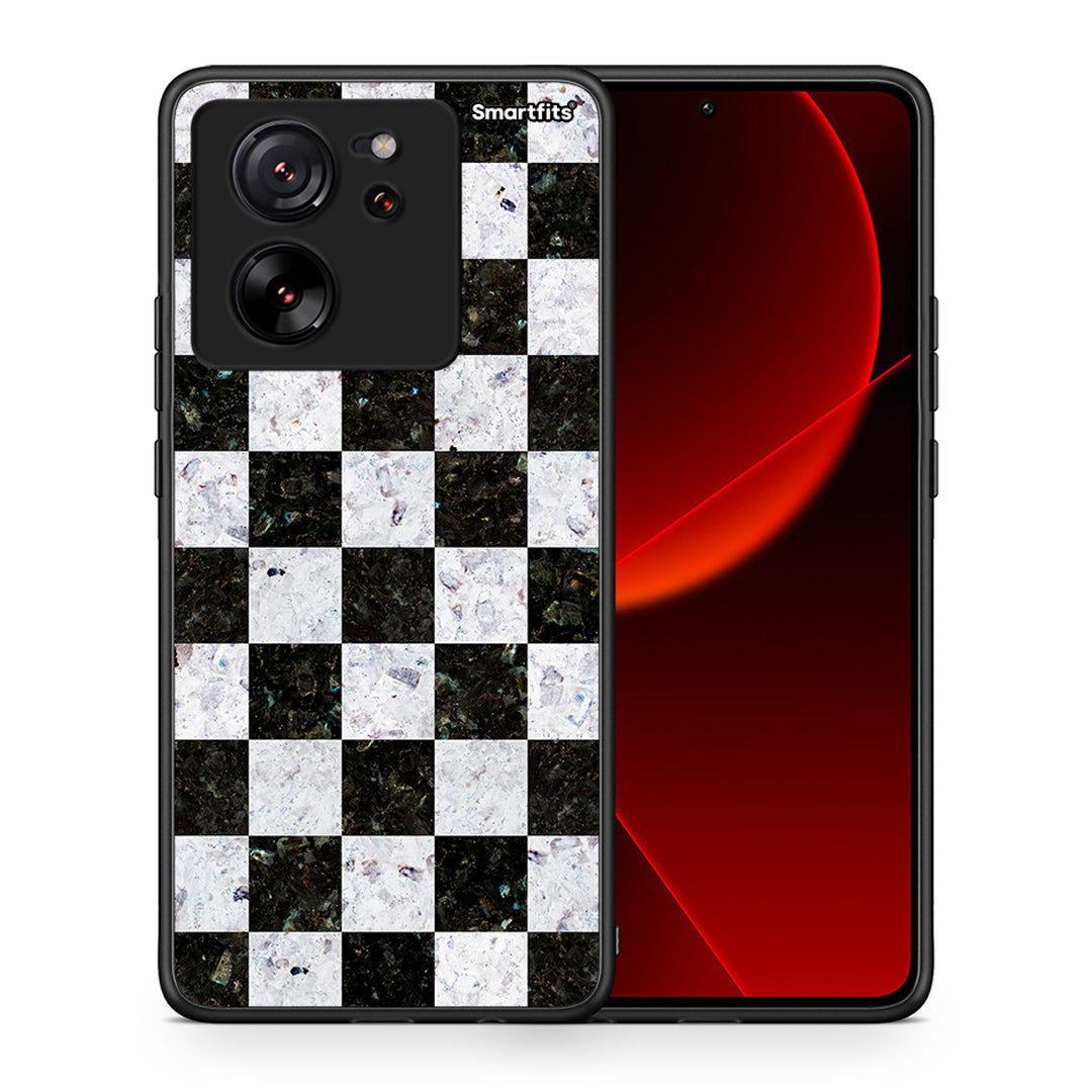 Θήκη Xiaomi 13T Square Geometric Marble από τη Smartfits με σχέδιο στο πίσω μέρος και μαύρο περίβλημα | Xiaomi 13T Square Geometric Marble case with colorful back and black bezels