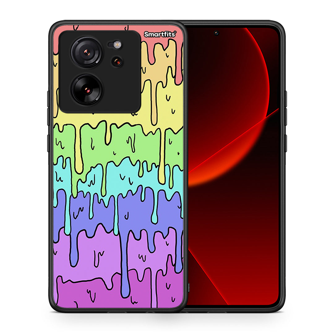 Θήκη Xiaomi 13T Melting Rainbow από τη Smartfits με σχέδιο στο πίσω μέρος και μαύρο περίβλημα | Xiaomi 13T Melting Rainbow case with colorful back and black bezels