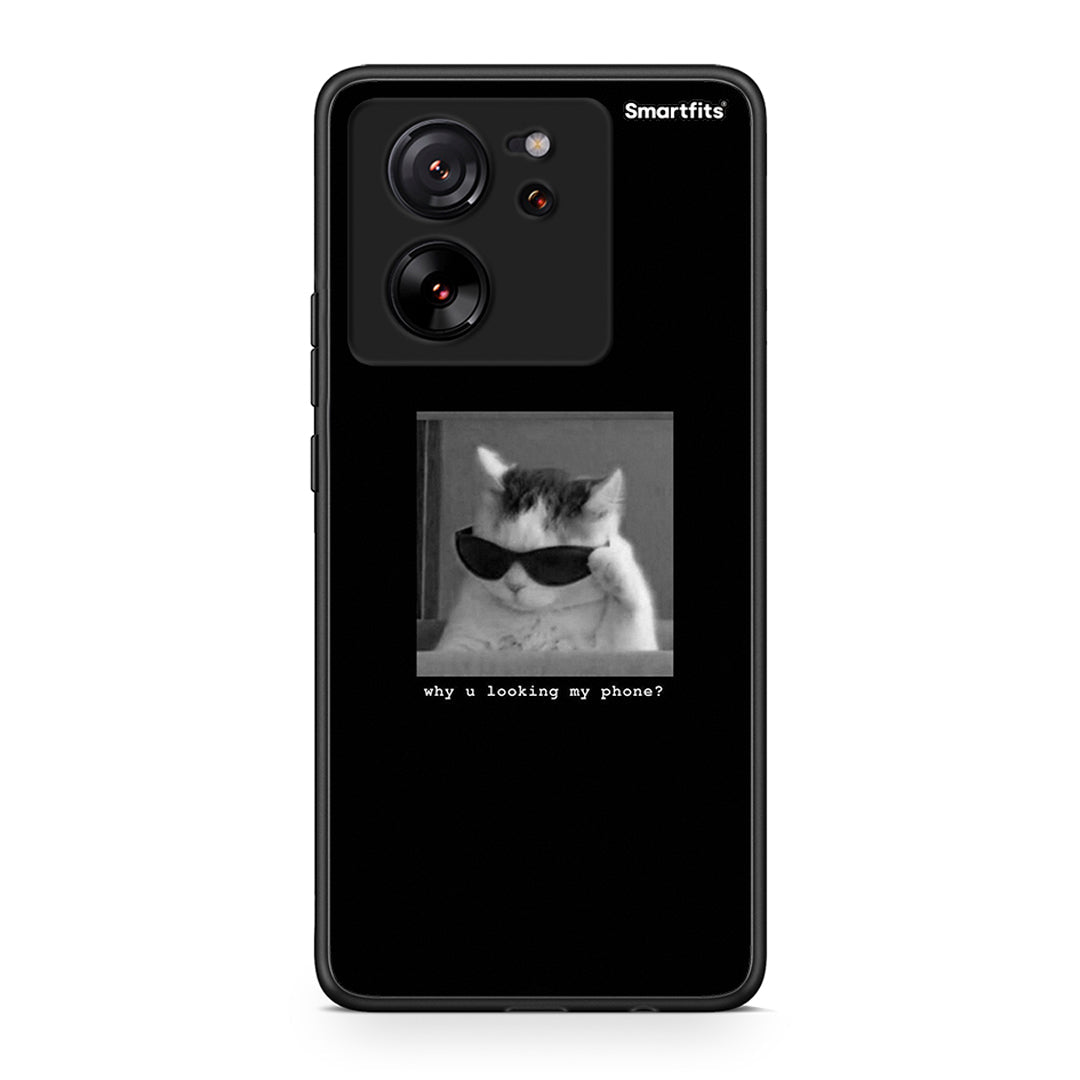 Xiaomi 13T Meme Cat θήκη από τη Smartfits με σχέδιο στο πίσω μέρος και μαύρο περίβλημα | Smartphone case with colorful back and black bezels by Smartfits