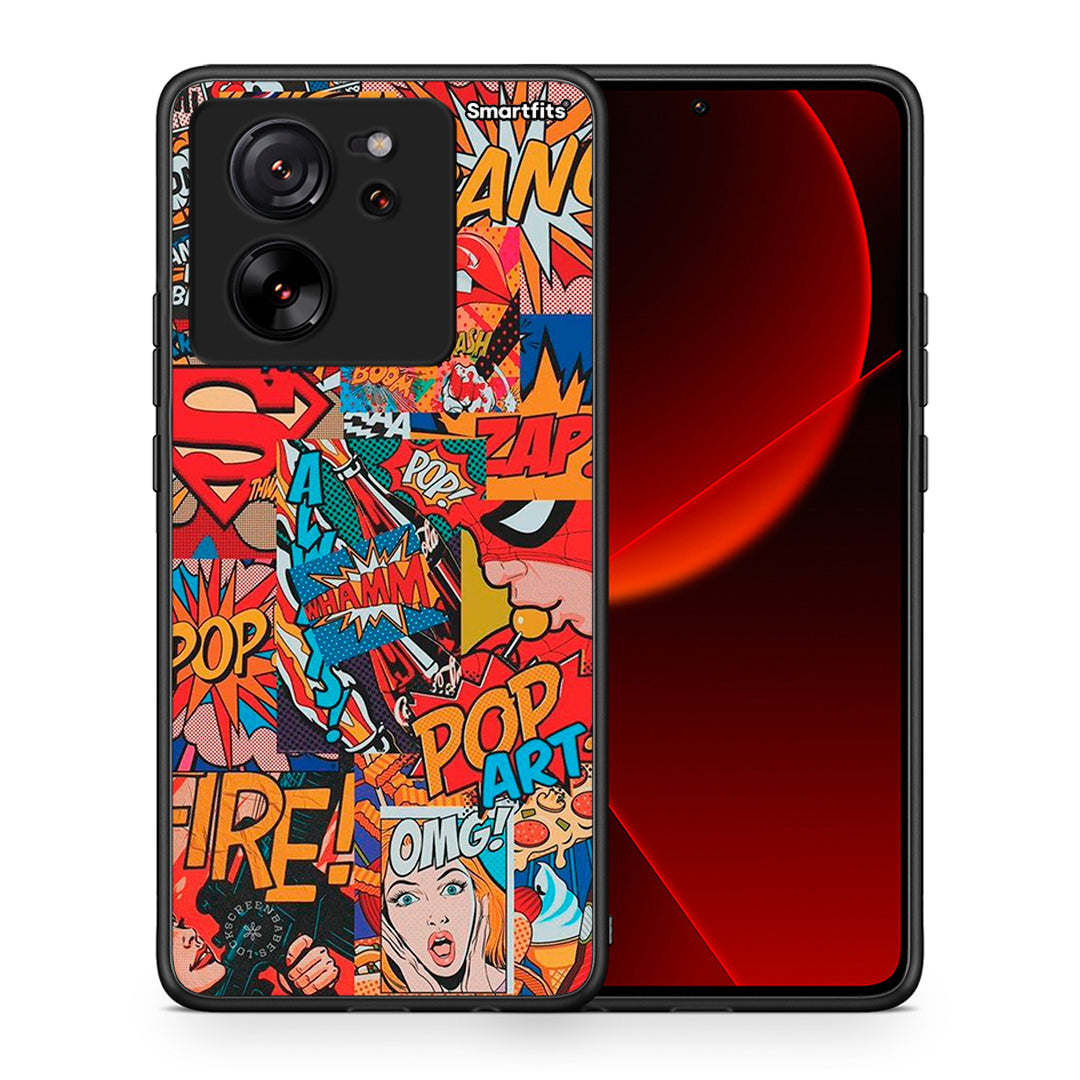 Θήκη Xiaomi 13T PopArt OMG από τη Smartfits με σχέδιο στο πίσω μέρος και μαύρο περίβλημα | Xiaomi 13T PopArt OMG case with colorful back and black bezels