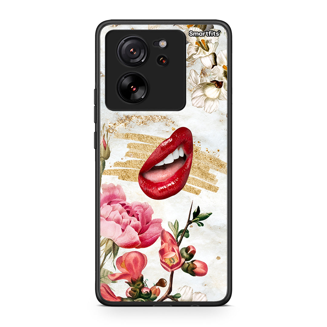 Xiaomi 13T Red Lips θήκη από τη Smartfits με σχέδιο στο πίσω μέρος και μαύρο περίβλημα | Smartphone case with colorful back and black bezels by Smartfits