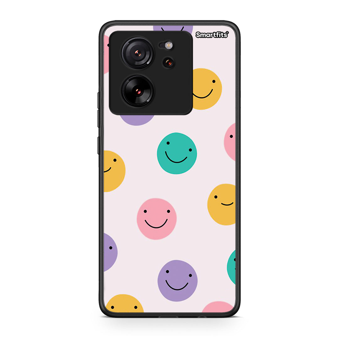 Xiaomi 13T Smiley Faces θήκη από τη Smartfits με σχέδιο στο πίσω μέρος και μαύρο περίβλημα | Smartphone case with colorful back and black bezels by Smartfits