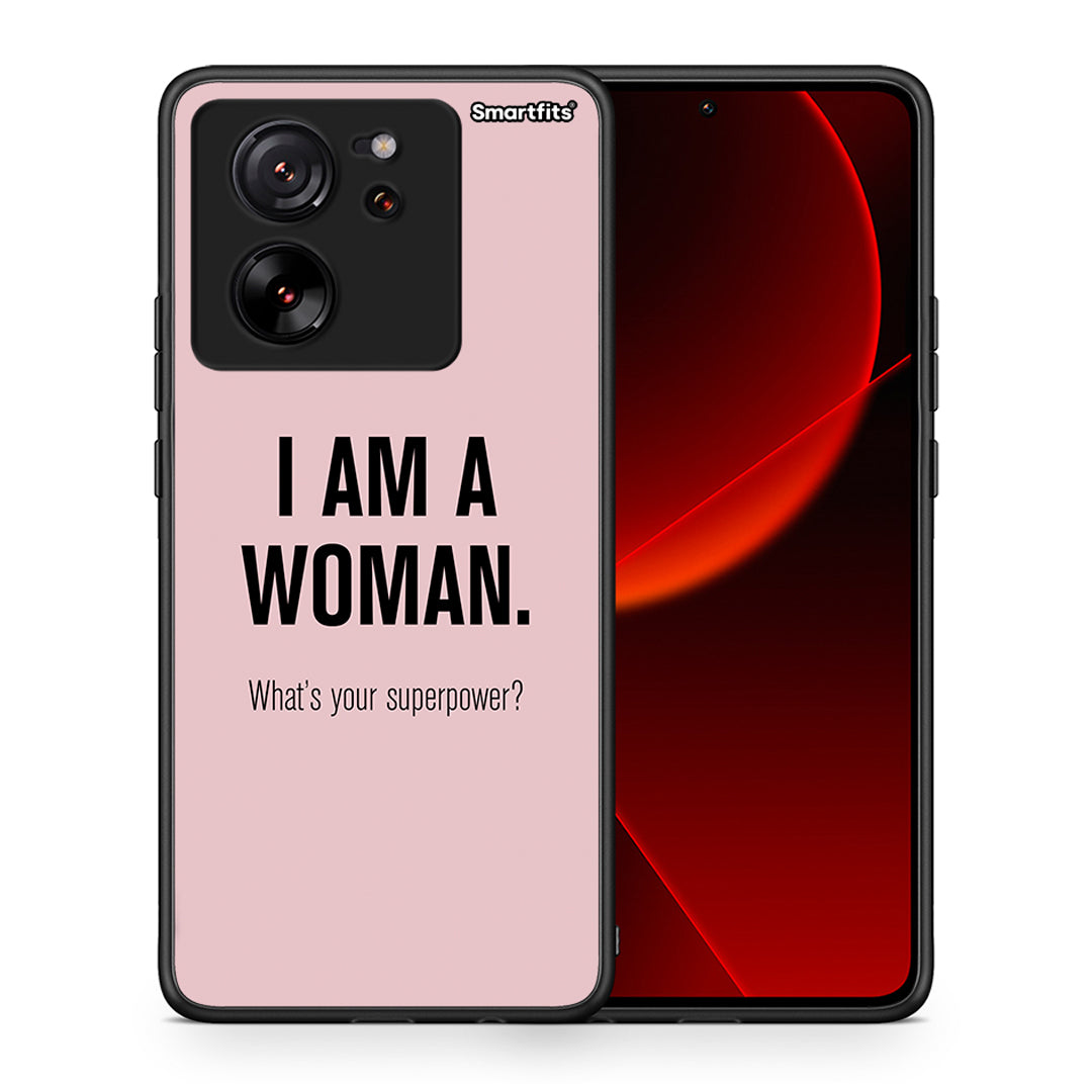 Θήκη Xiaomi 13T Superpower Woman από τη Smartfits με σχέδιο στο πίσω μέρος και μαύρο περίβλημα | Xiaomi 13T Superpower Woman case with colorful back and black bezels