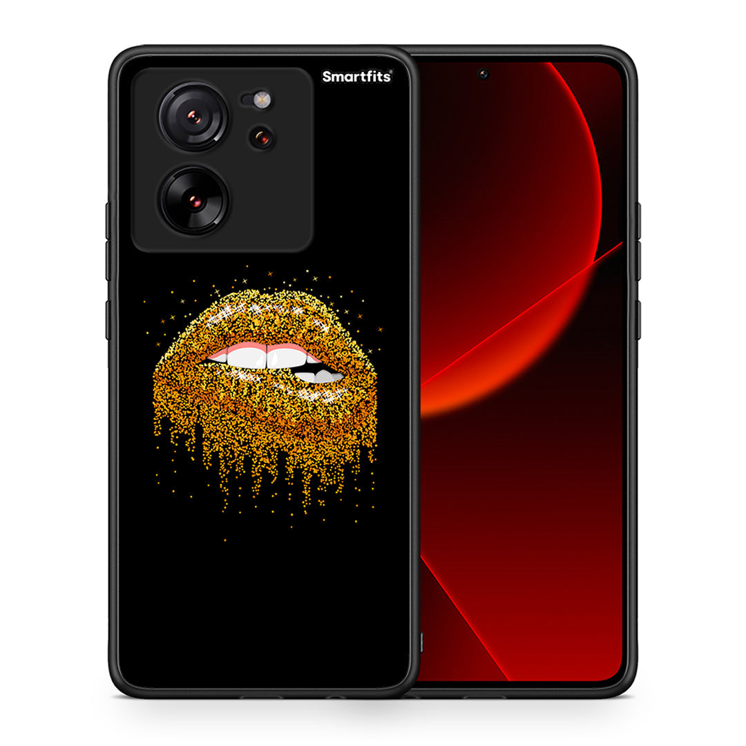 Θήκη Xiaomi 13T Golden Valentine από τη Smartfits με σχέδιο στο πίσω μέρος και μαύρο περίβλημα | Xiaomi 13T Golden Valentine case with colorful back and black bezels