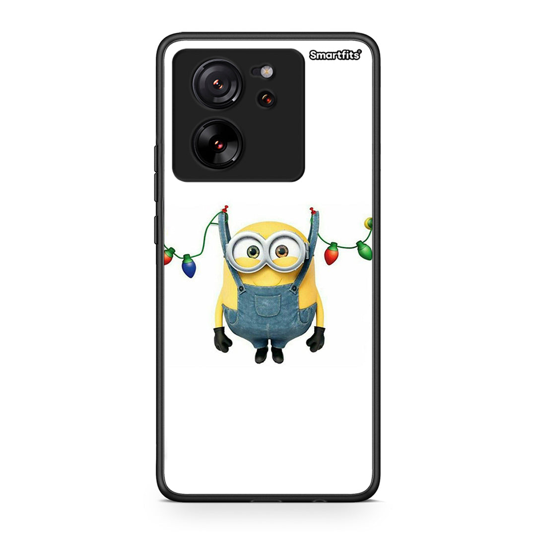 Xiaomi 13T Xmas Minion Lights θήκη από τη Smartfits με σχέδιο στο πίσω μέρος και μαύρο περίβλημα | Smartphone case with colorful back and black bezels by Smartfits