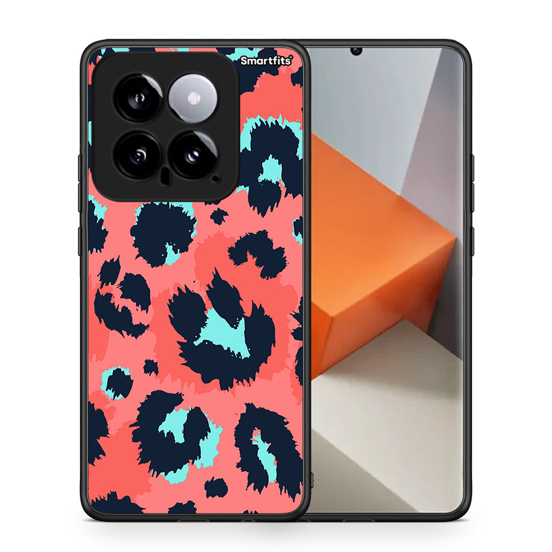 Θήκη Xiaomi 14 5G Pink Leopard Animal από τη Smartfits με σχέδιο στο πίσω μέρος και μαύρο περίβλημα | Xiaomi 14 5G Pink Leopard Animal case with colorful back and black bezels