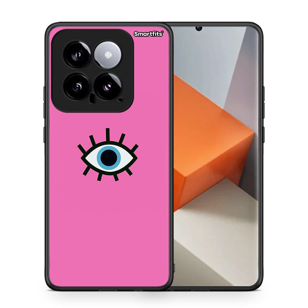 Θήκη Xiaomi 14 5G Blue Eye Pink από τη Smartfits με σχέδιο στο πίσω μέρος και μαύρο περίβλημα | Xiaomi 14 5G Blue Eye Pink case with colorful back and black bezels