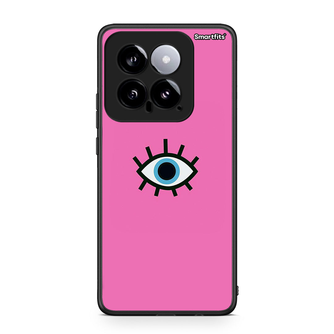 Xiaomi 14 5G Blue Eye Pink θήκη από τη Smartfits με σχέδιο στο πίσω μέρος και μαύρο περίβλημα | Smartphone case with colorful back and black bezels by Smartfits