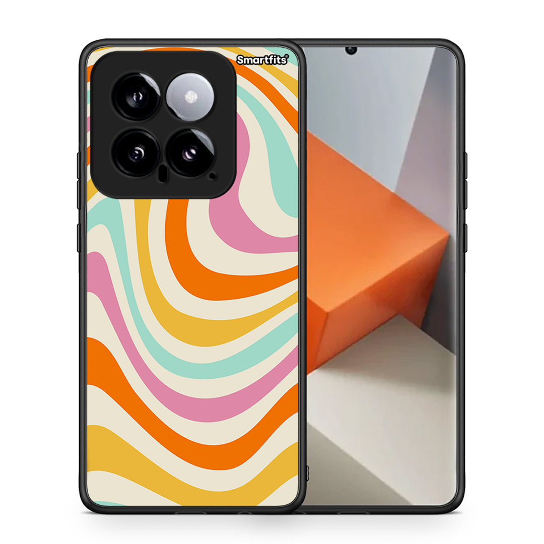 Θήκη Xiaomi 14 5G Colourful Waves από τη Smartfits με σχέδιο στο πίσω μέρος και μαύρο περίβλημα | Xiaomi 14 5G Colourful Waves case with colorful back and black bezels