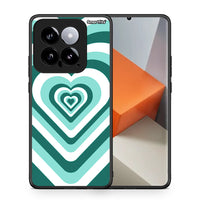 Thumbnail for Θήκη Xiaomi 14 5G Green Hearts από τη Smartfits με σχέδιο στο πίσω μέρος και μαύρο περίβλημα | Xiaomi 14 5G Green Hearts case with colorful back and black bezels