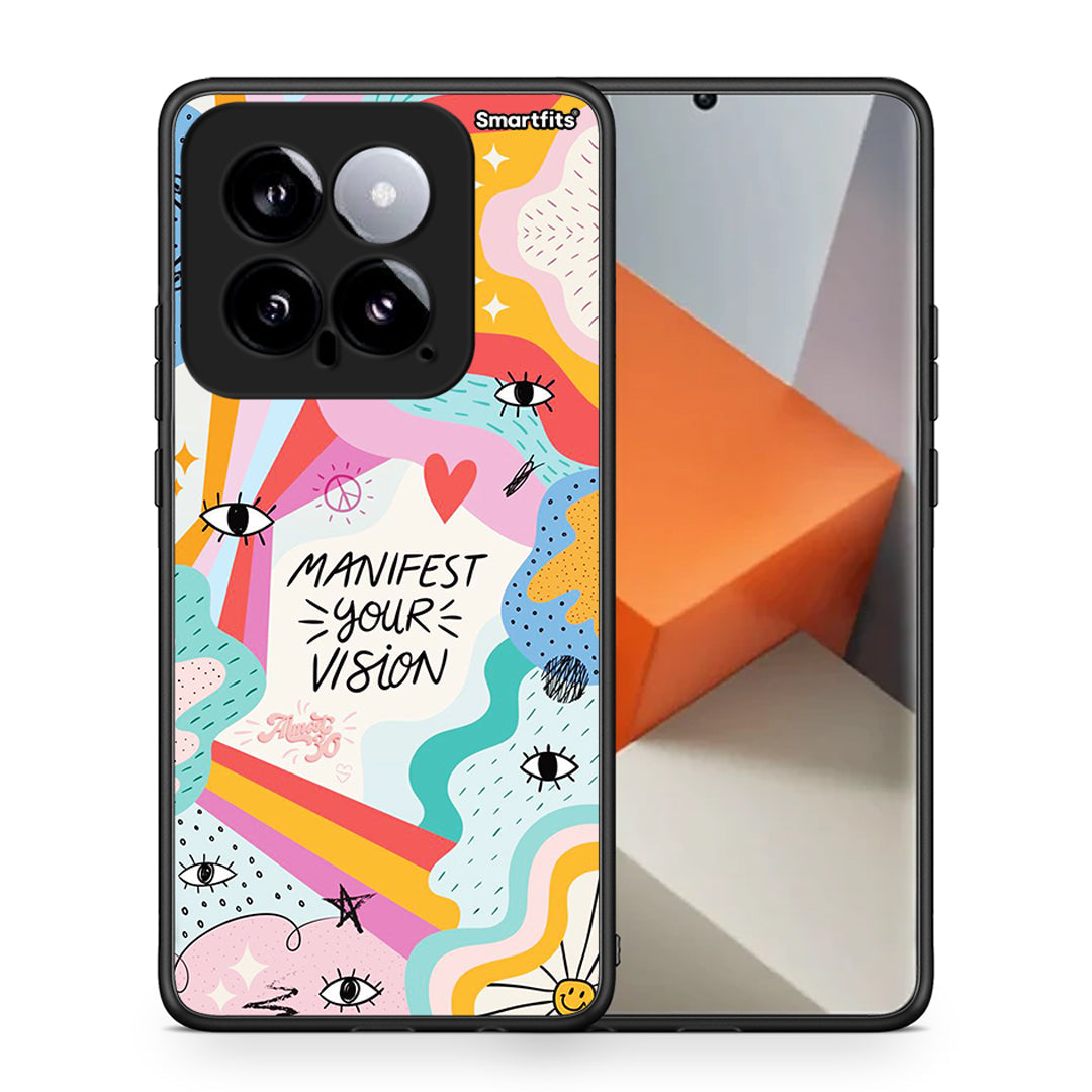 Θήκη Xiaomi 14 5G Manifest Your Vision από τη Smartfits με σχέδιο στο πίσω μέρος και μαύρο περίβλημα | Xiaomi 14 5G Manifest Your Vision case with colorful back and black bezels