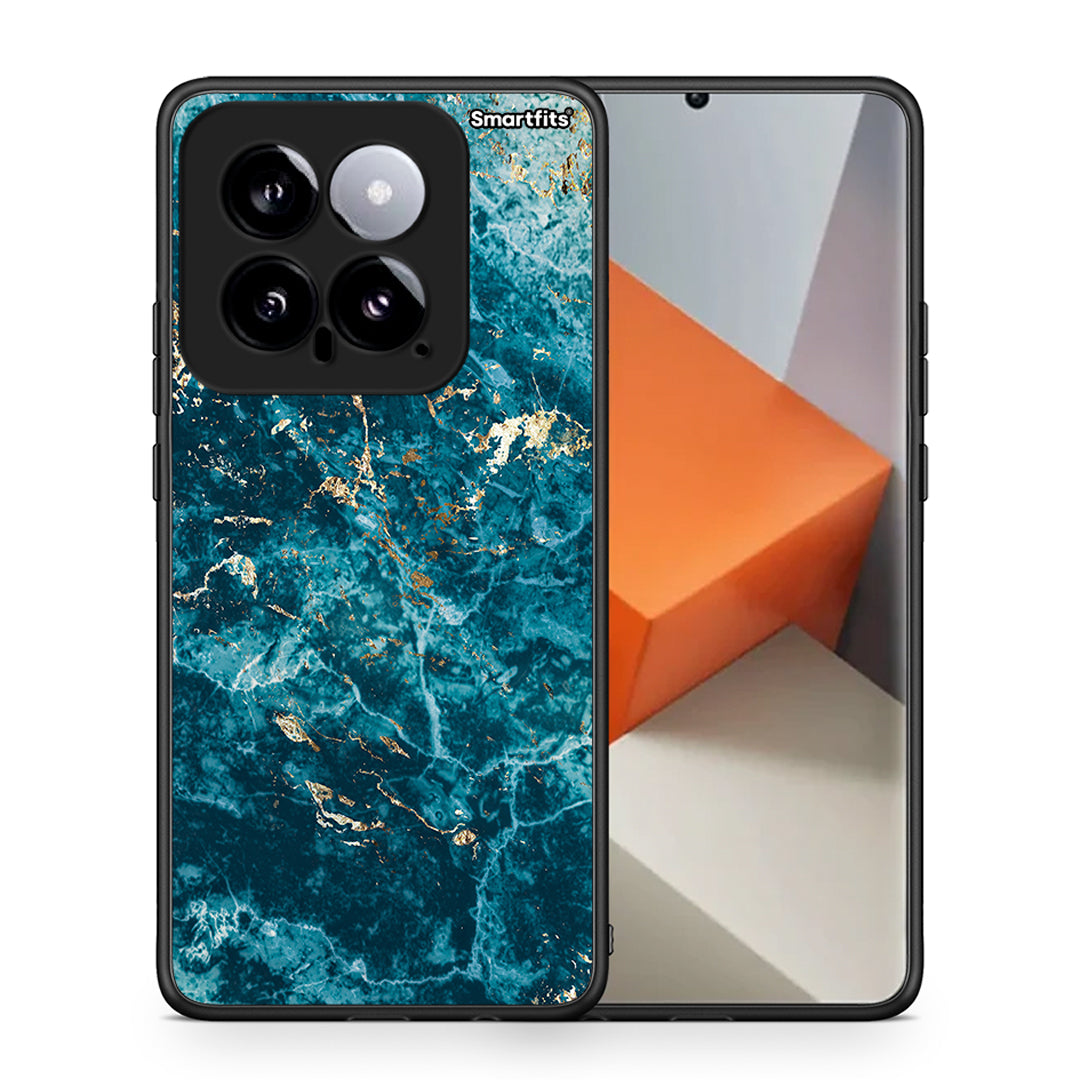 Θήκη Xiaomi 14 5G Marble Blue από τη Smartfits με σχέδιο στο πίσω μέρος και μαύρο περίβλημα | Xiaomi 14 5G Marble Blue case with colorful back and black bezels