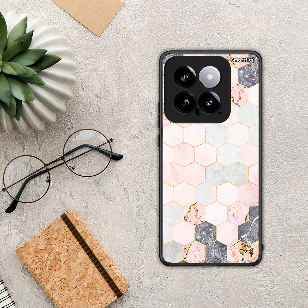Marble Hexagon Pink - Xiaomi 14 5G case