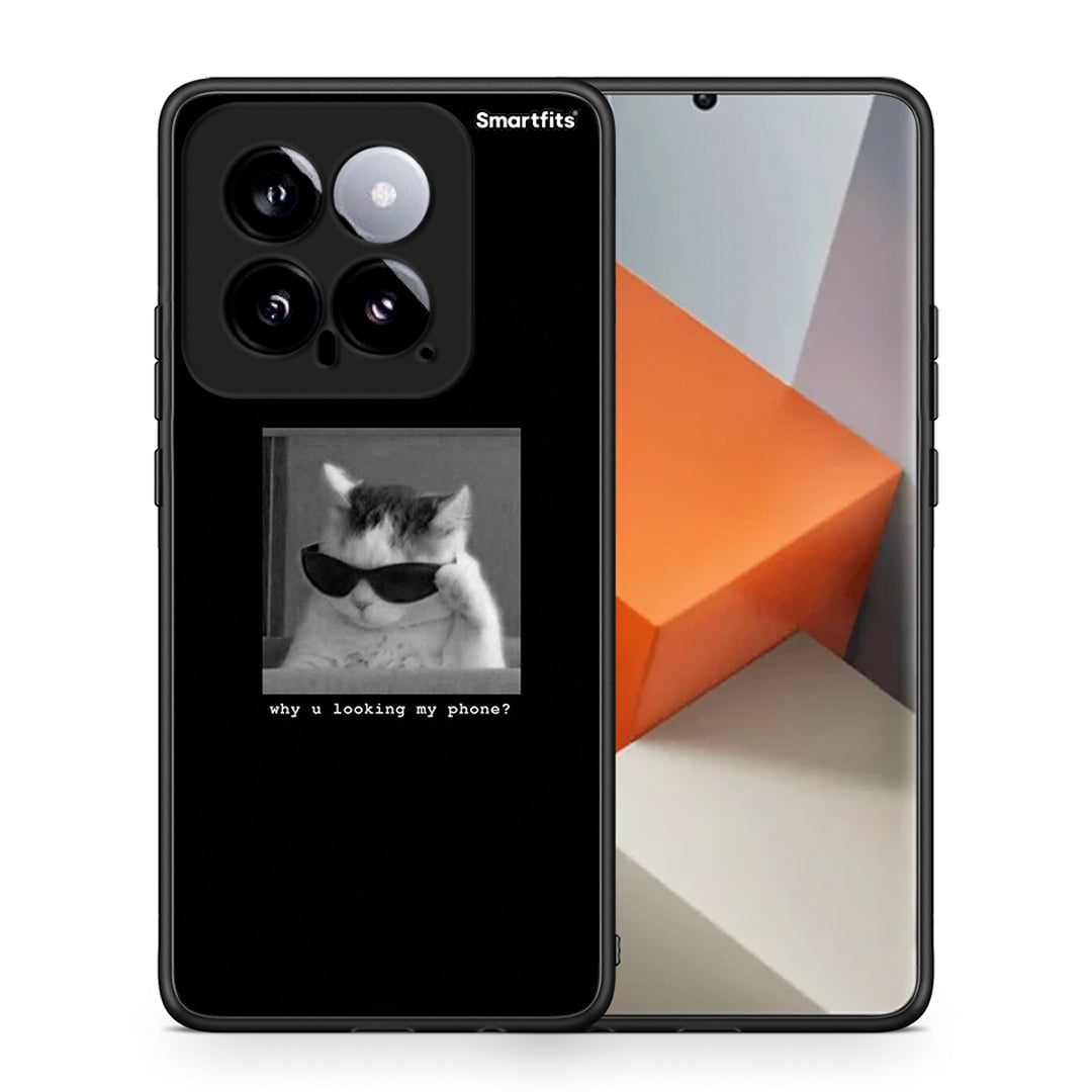 Θήκη Xiaomi 14 5G Meme Cat από τη Smartfits με σχέδιο στο πίσω μέρος και μαύρο περίβλημα | Xiaomi 14 5G Meme Cat case with colorful back and black bezels