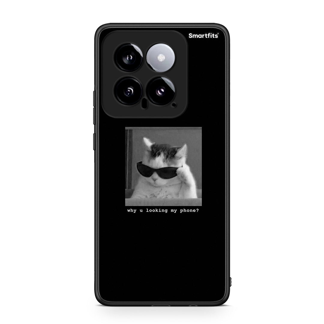 Xiaomi 14 5G Meme Cat θήκη από τη Smartfits με σχέδιο στο πίσω μέρος και μαύρο περίβλημα | Smartphone case with colorful back and black bezels by Smartfits