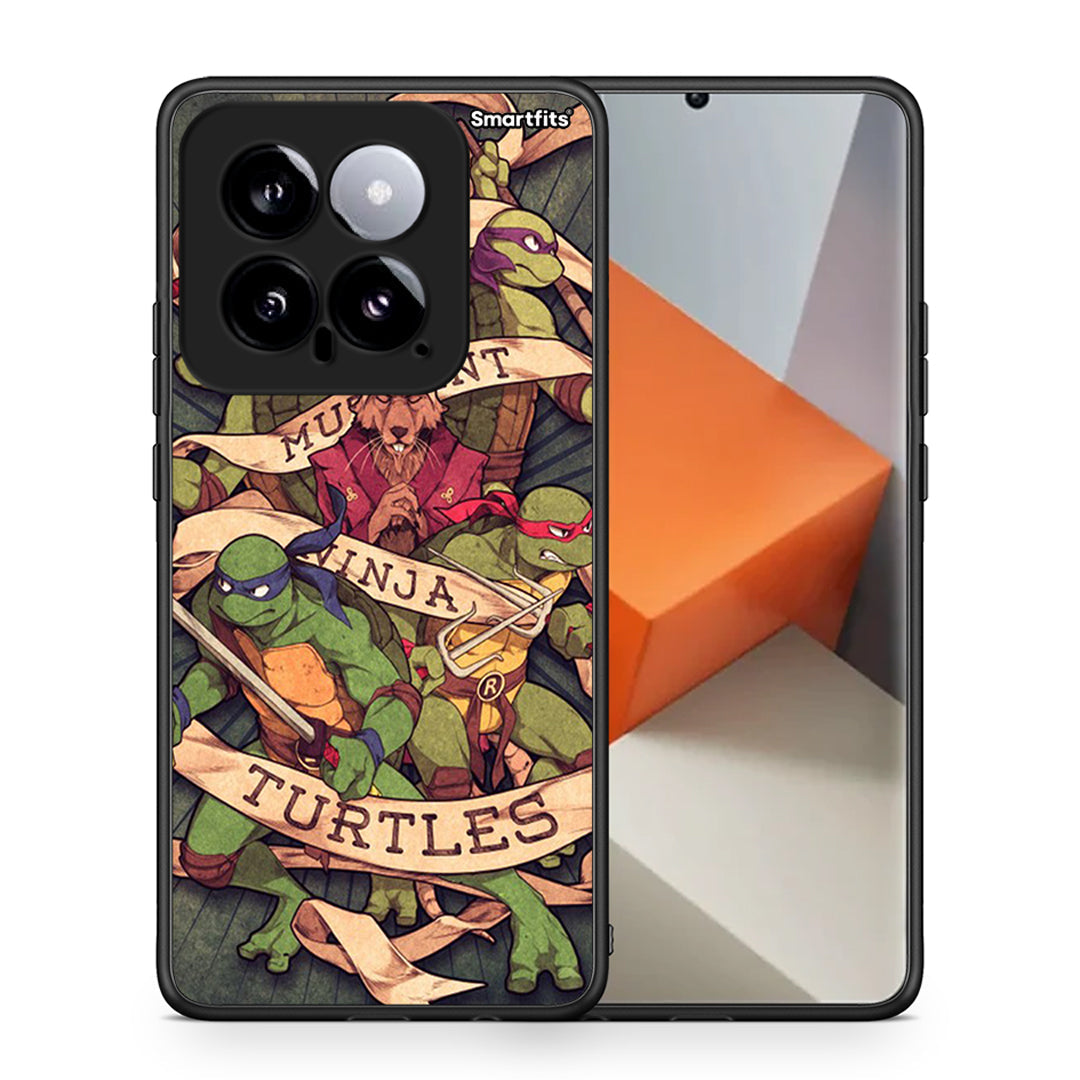 Θήκη Xiaomi 14 5G Ninja Turtles από τη Smartfits με σχέδιο στο πίσω μέρος και μαύρο περίβλημα | Xiaomi 14 5G Ninja Turtles case with colorful back and black bezels