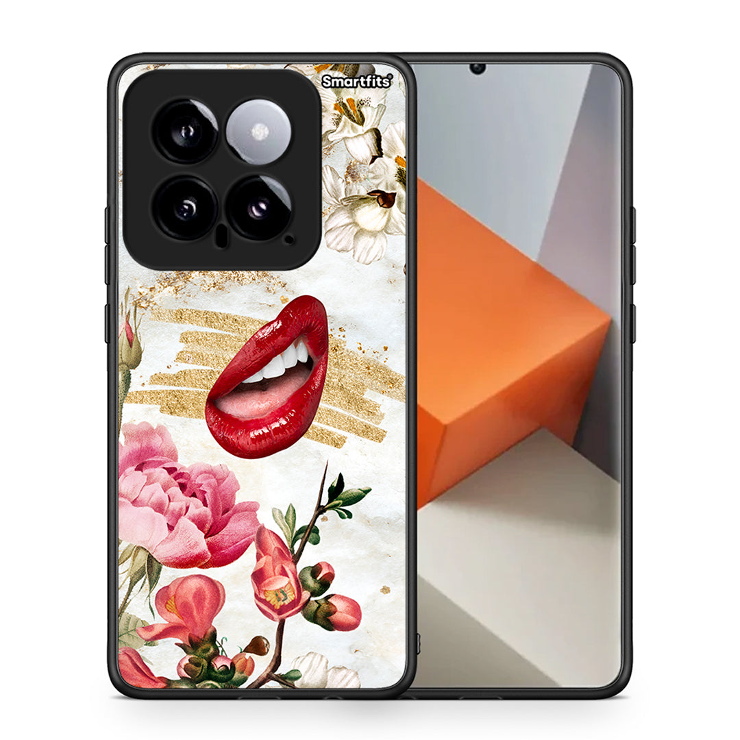 Θήκη Xiaomi 14 5G Red Lips από τη Smartfits με σχέδιο στο πίσω μέρος και μαύρο περίβλημα | Xiaomi 14 5G Red Lips case with colorful back and black bezels