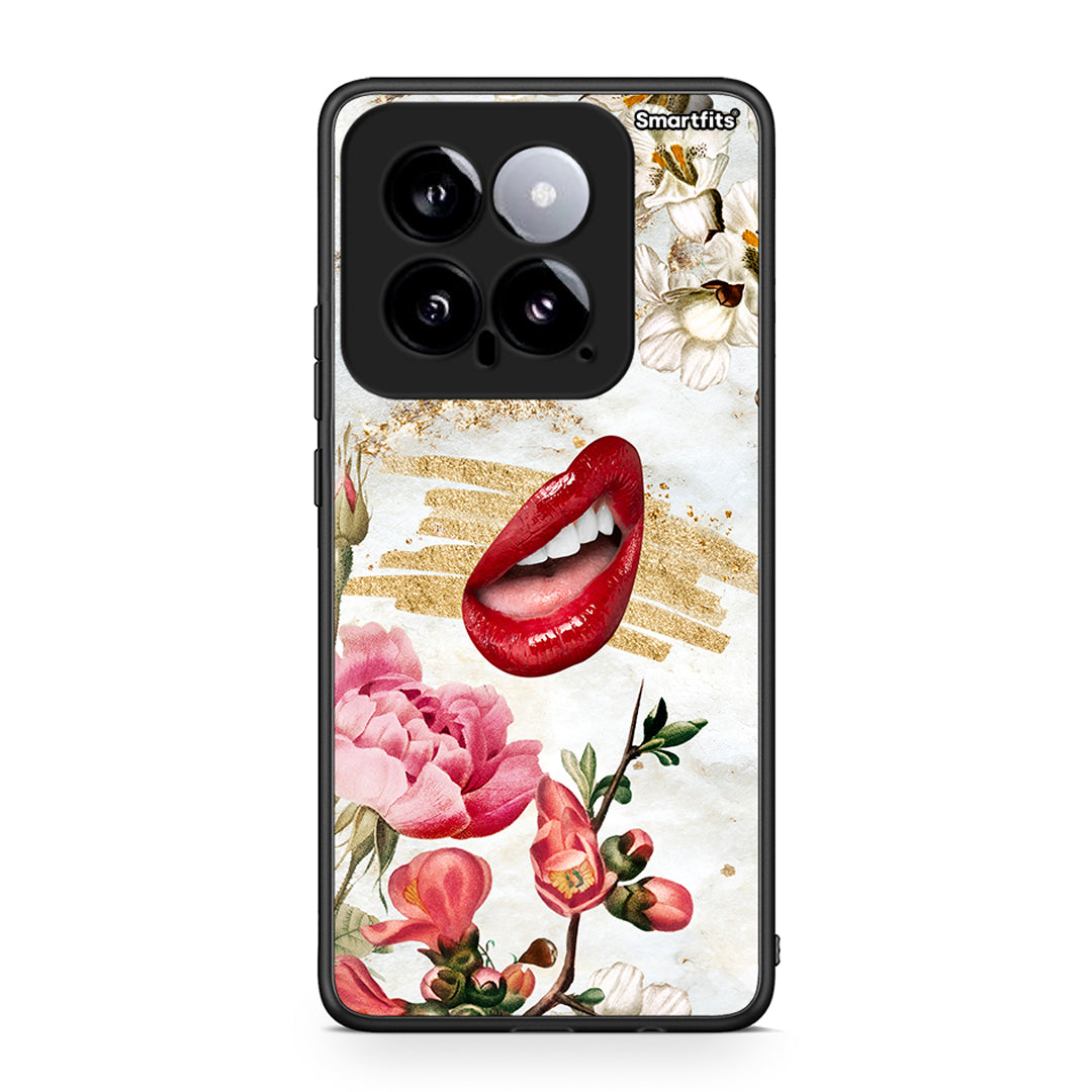 Xiaomi 14 5G Red Lips θήκη από τη Smartfits με σχέδιο στο πίσω μέρος και μαύρο περίβλημα | Smartphone case with colorful back and black bezels by Smartfits