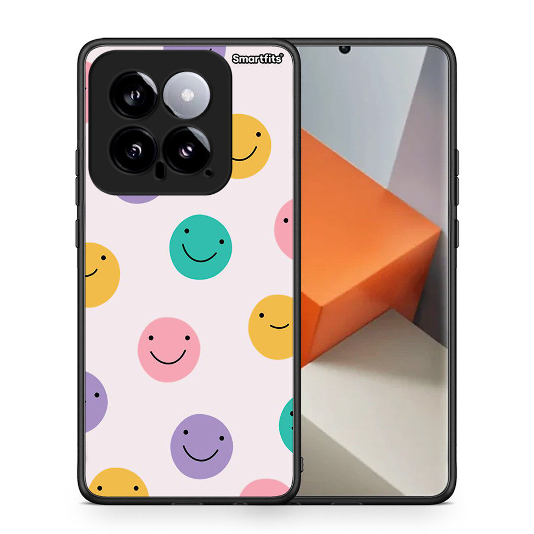 Θήκη Xiaomi 14 5G Smiley Faces από τη Smartfits με σχέδιο στο πίσω μέρος και μαύρο περίβλημα | Xiaomi 14 5G Smiley Faces case with colorful back and black bezels