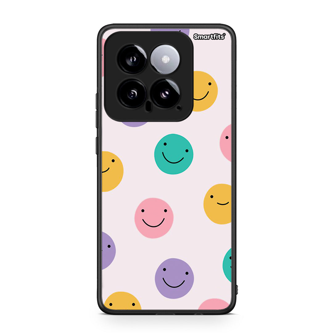 Xiaomi 14 5G Smiley Faces θήκη από τη Smartfits με σχέδιο στο πίσω μέρος και μαύρο περίβλημα | Smartphone case with colorful back and black bezels by Smartfits