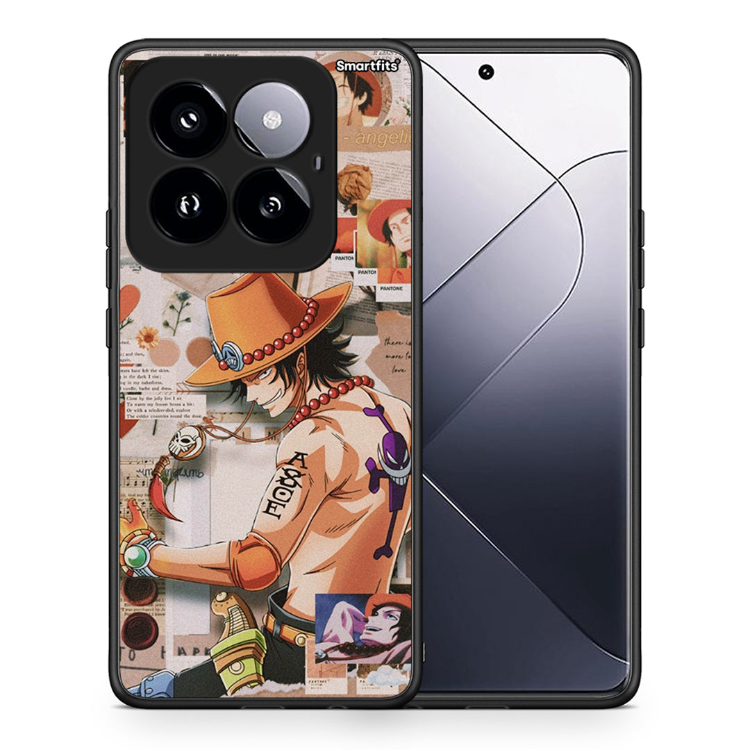 Θήκη Xiaomi 14 Pro 5G Anime Collage από τη Smartfits με σχέδιο στο πίσω μέρος και μαύρο περίβλημα | Xiaomi 14 Pro 5G Anime Collage case with colorful back and black bezels