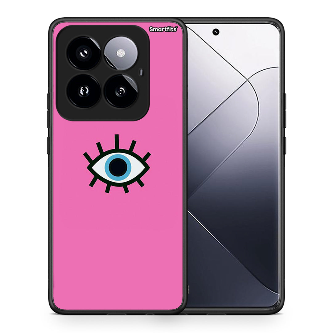 Θήκη Xiaomi 14 Pro 5G Blue Eye Pink από τη Smartfits με σχέδιο στο πίσω μέρος και μαύρο περίβλημα | Xiaomi 14 Pro 5G Blue Eye Pink case with colorful back and black bezels