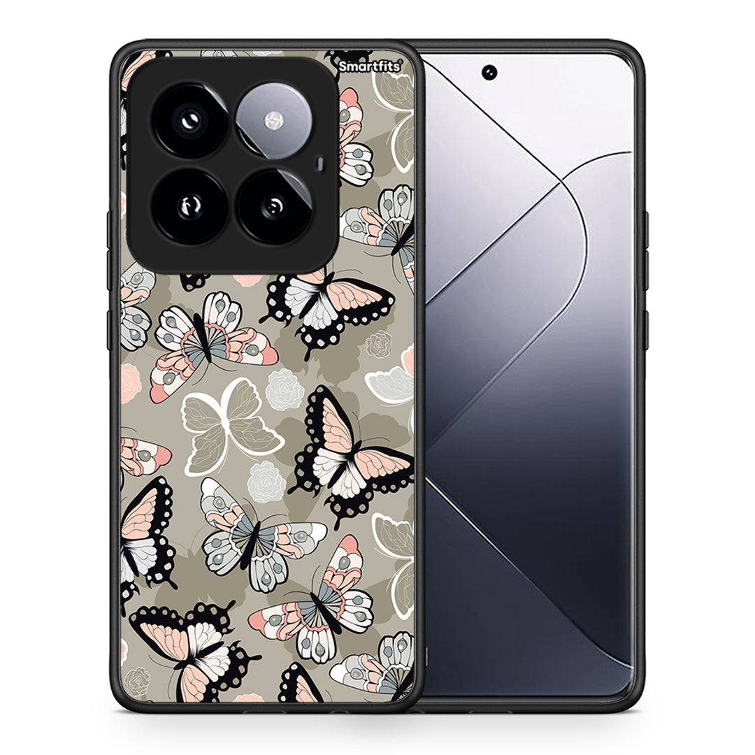 Θήκη Xiaomi 14 Pro 5G Butterflies Boho από τη Smartfits με σχέδιο στο πίσω μέρος και μαύρο περίβλημα | Xiaomi 14 Pro 5G Butterflies Boho case with colorful back and black bezels